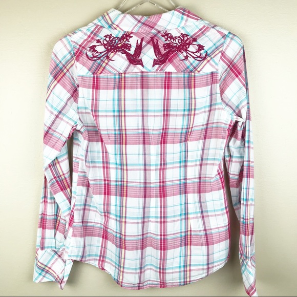 🌿 Guess Plaid Button Down Shirt Size L - Picture 5 of 8